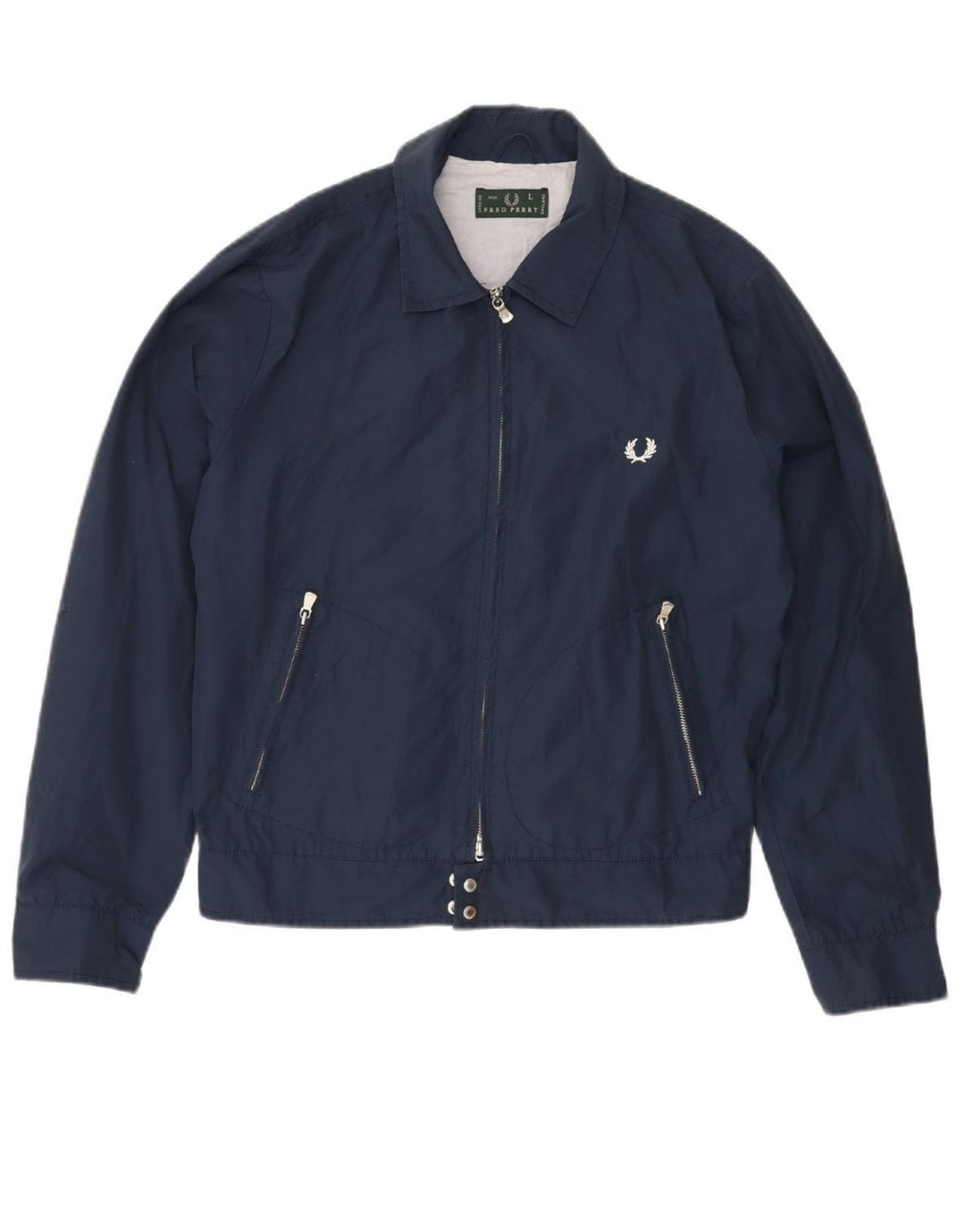 FRED PERRY Mens Bomber Jacket UK 40 Large Navy Blue Cotton