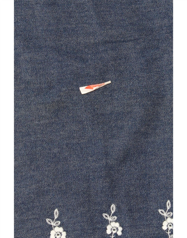 Marks & Spencer Womens Denim Skirt W28 Medium Navy Blue Floral