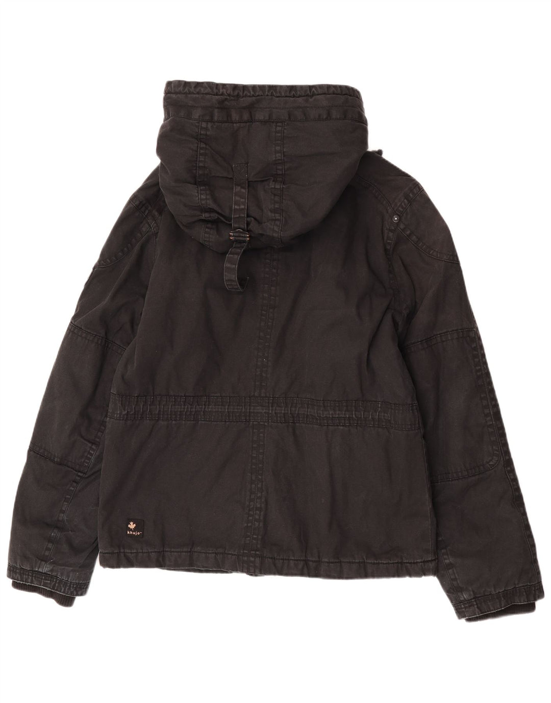 KHUJO Mens Hooded Utility Jacket UK 40 Large Black