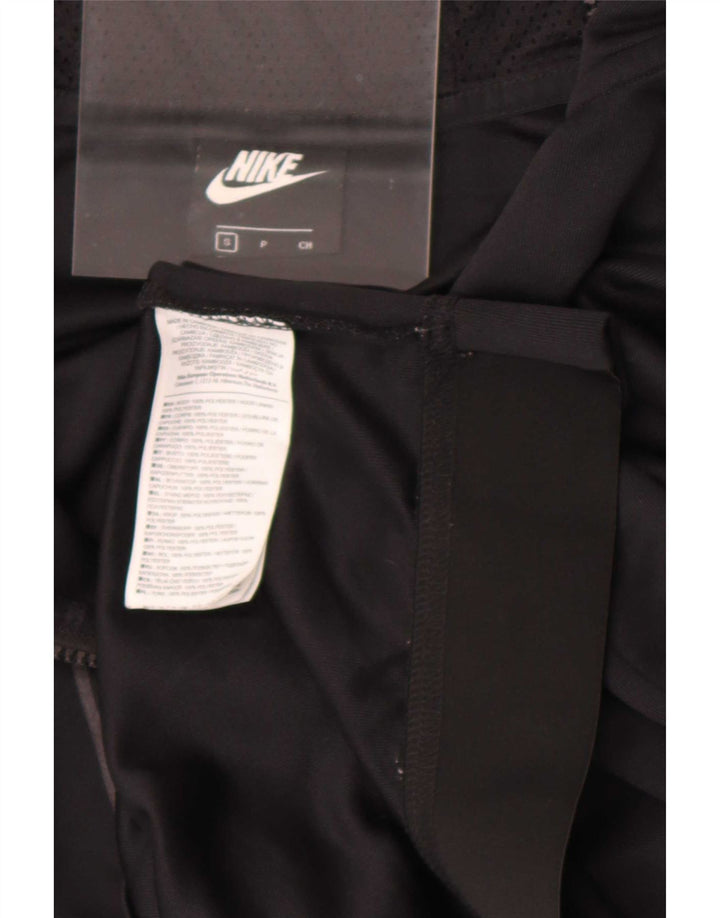 Nike Mens Graphic Zip Neck Hoodie Jumper Small Black Polyester