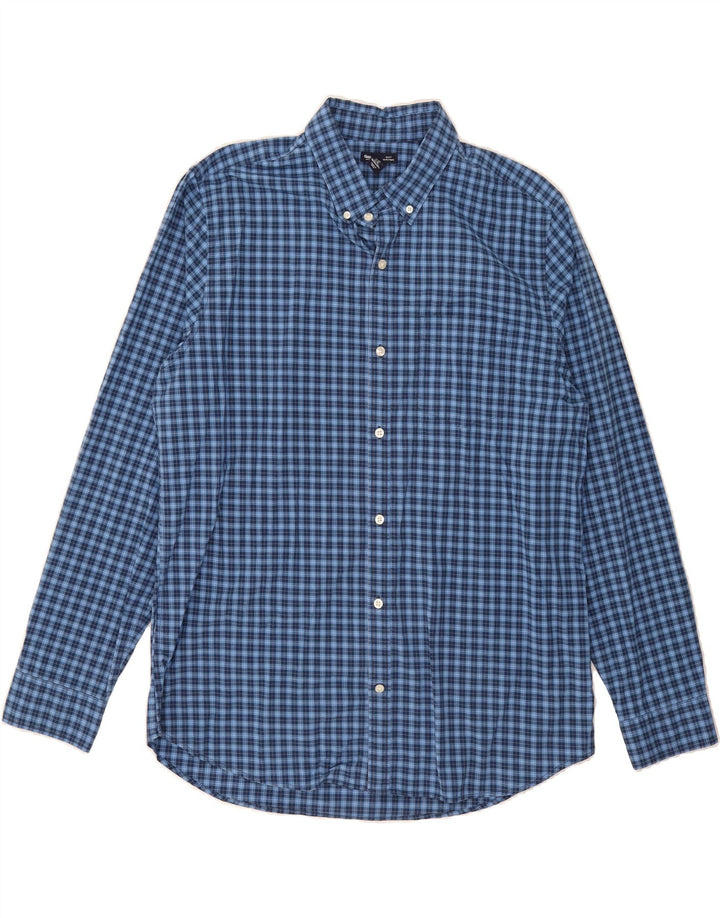GAP Mens Slim Fit Shirt XL Blue Check Cotton Vintage Gap and Second-Hand Gap from Messina Hembry 