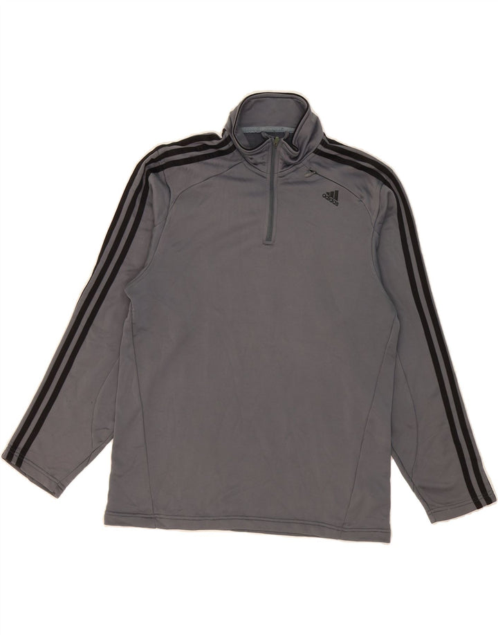 ADIDAS Mens Zip Neck Pullover Tracksuit Top Medium Grey Polyester Vintage Adidas and Second-Hand Adidas from Messina Hembry 