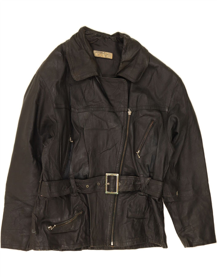 GABRIELLA BENELLI Womens Leather Jacket UK 14 Large Green Leather Vintage Gabriella Benelli and Second-Hand Gabriella Benelli from Messina Hembry 