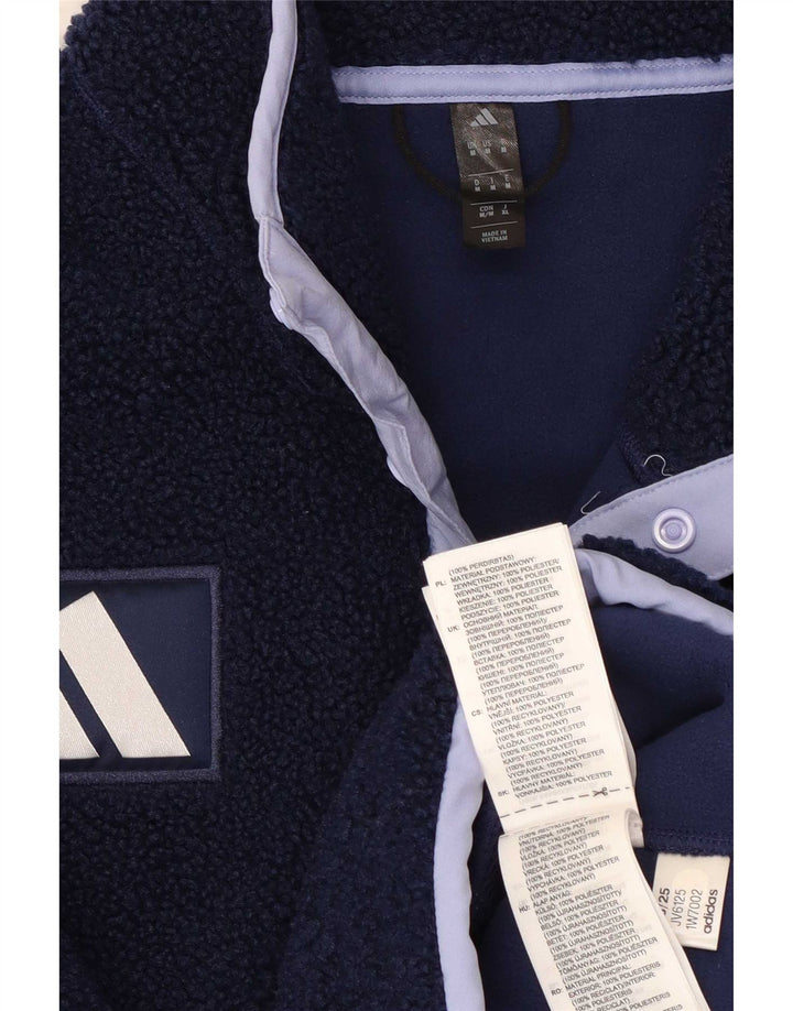 Adidas Mens Team GB Button Neck Fleece Jumper Medium Navy Blue Colourblock