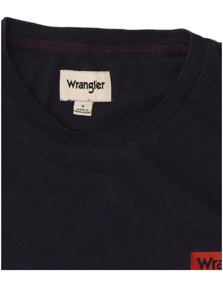 WRANGLER Mens Graphic T-Shirt Top Small Navy Blue Cotton