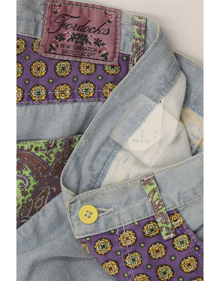 Fordocks Mens Bermuda Shorts IT 46 Small W30 Blue Patchwork Cotton