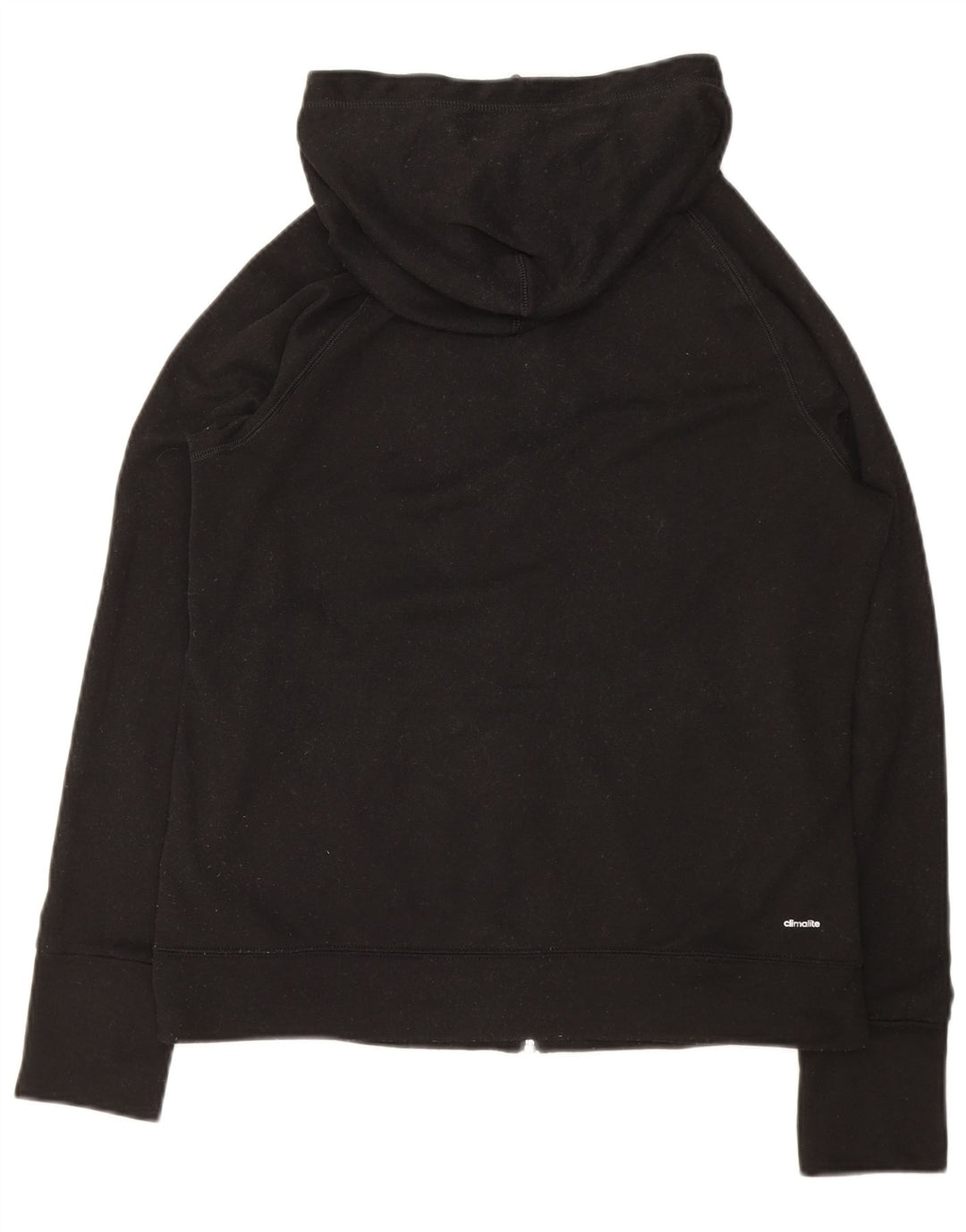 ADIDAS Womens Climalite Zip Hoodie Sweater UK 14 Large Black Polyester