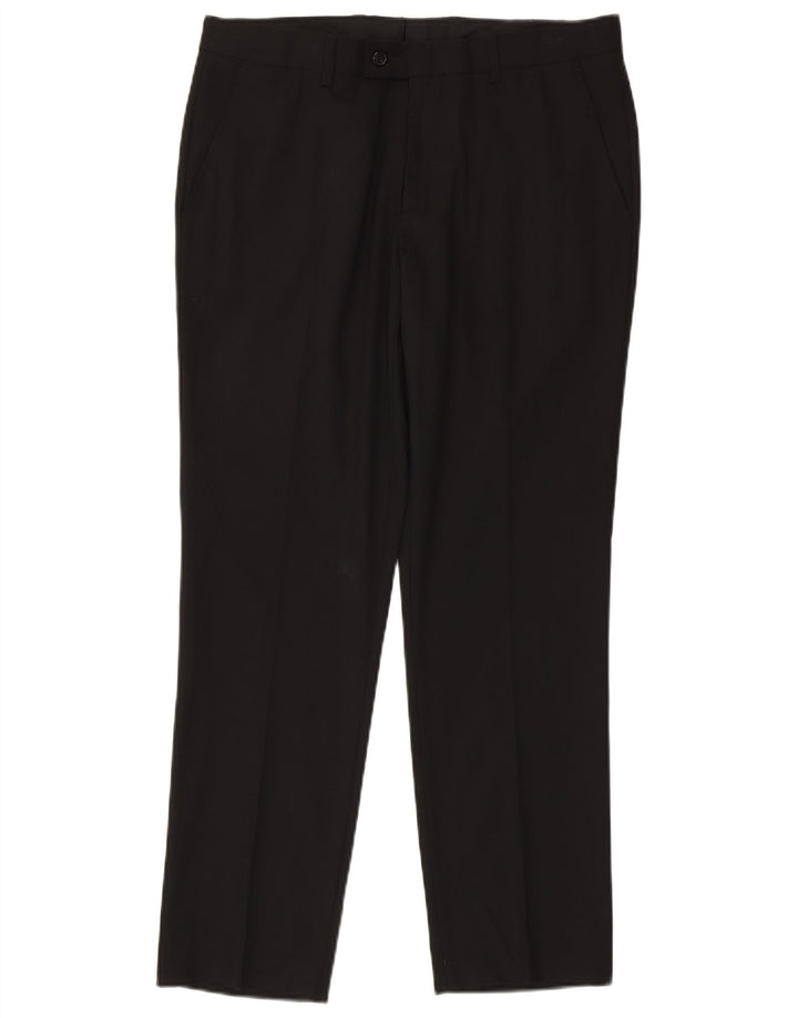 Zara Mens Straight Suit Trousers EU 40 Medium W31 L30 Black Polyester
