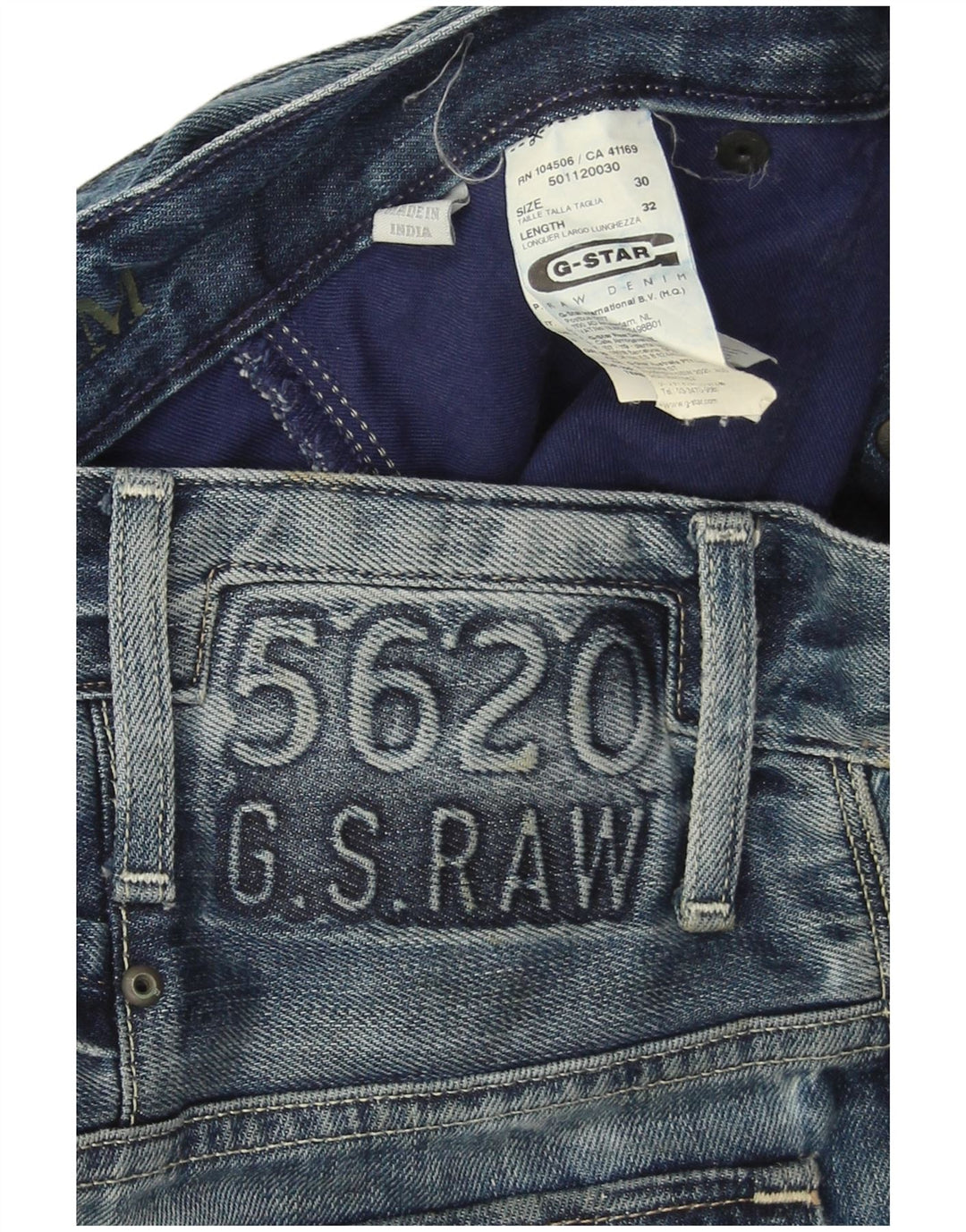 G-Star Mens Graphic Straight Jeans W30 L32 Blue Cotton