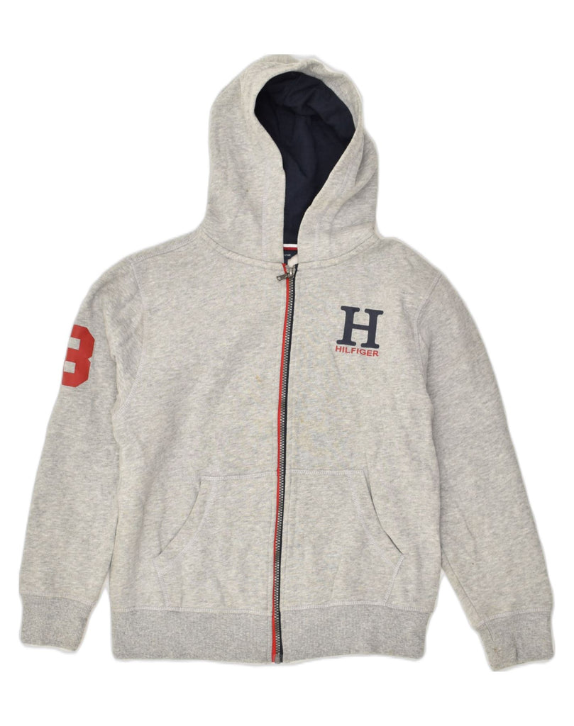 TOMMY HILFIGER Boys Zip Hoodie Sweater 12-13 Years Medium Grey Cotton | Vintage Tommy Hilfiger | Thrift | Second-Hand Tommy Hilfiger | Used Clothing | Messina Hembry 