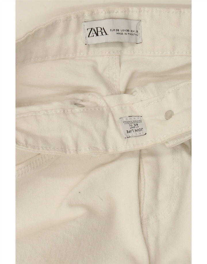 Zara Womens Flared Jeans EU 38 Small W28 L26 White Cotton