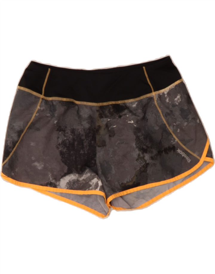 REEBOK Womens Sport Shorts UK 12 Medium Black Camouflage Polyester Vintage Reebok and Second-Hand Reebok from Messina Hembry 