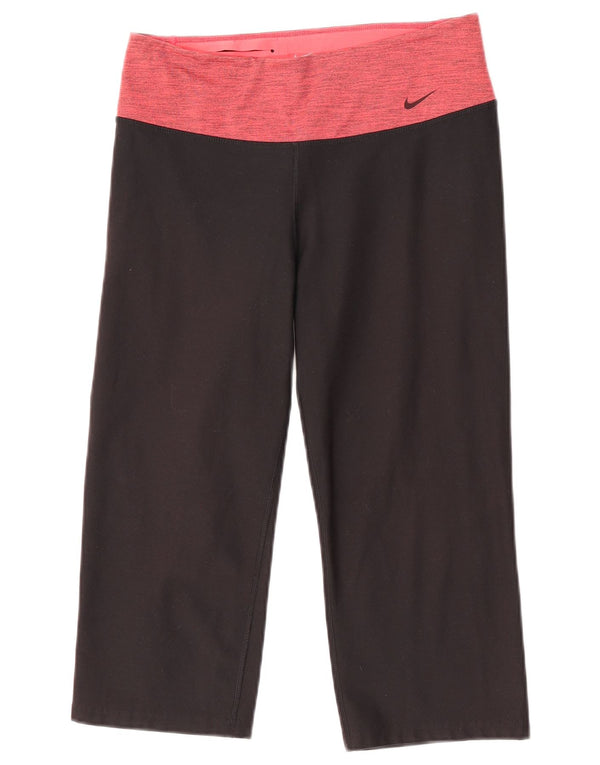 Nike Womens Dri Fit Capri Leggings UK 14 Medium  Black Colourblock