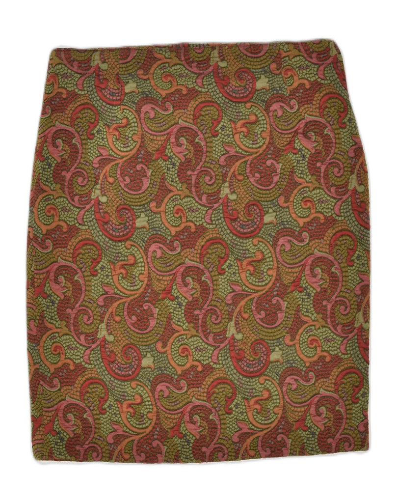 VINTAGE Womens Pencil Skirt W32 Large  Brown Paisley Polyester | Vintage Vintage | Thrift | Second-Hand Vintage | Used Clothing | Messina Hembry 