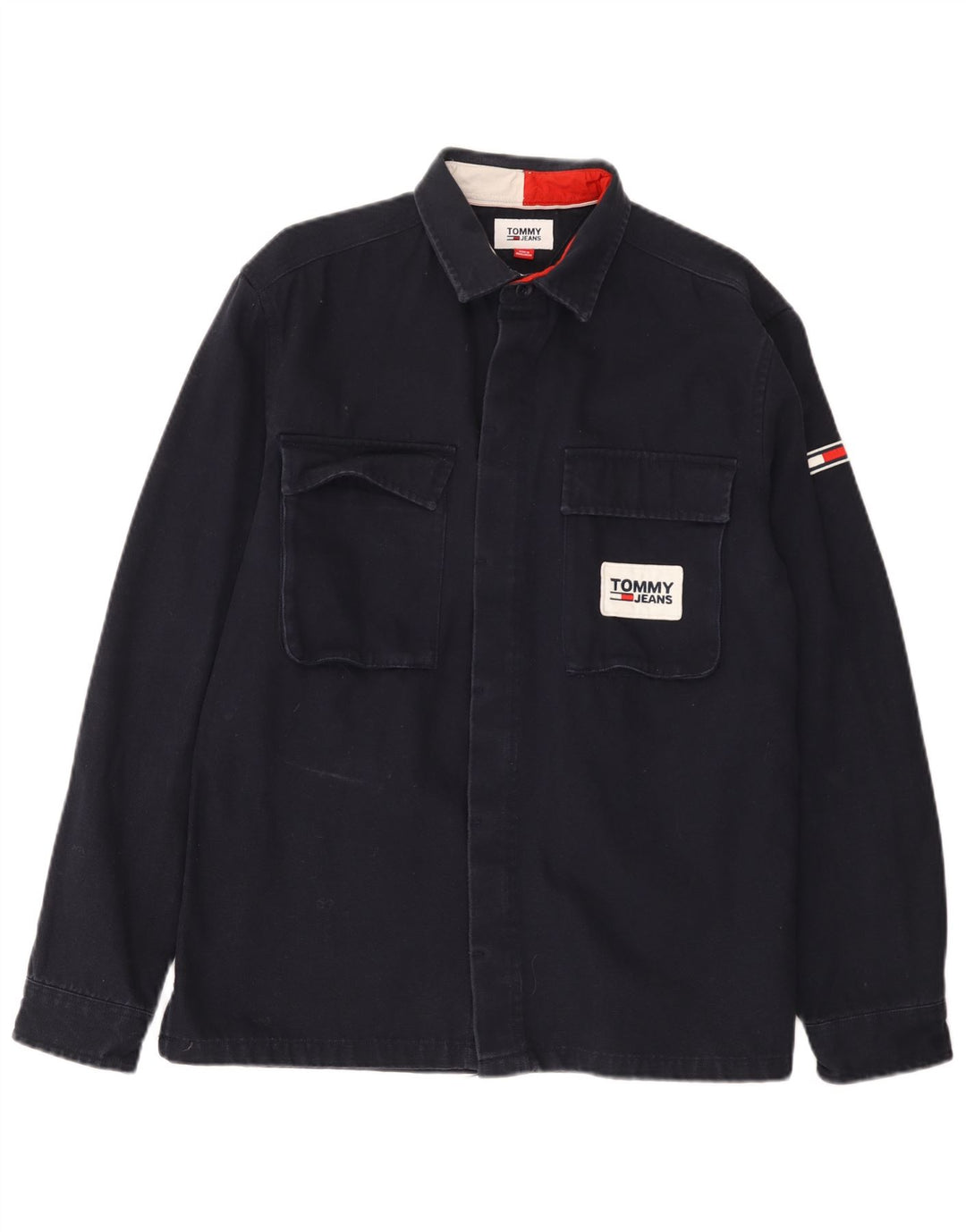 Tommy Hilfiger Mens Graphic Lumberjack Shirt Medium Navy Blue Cotton