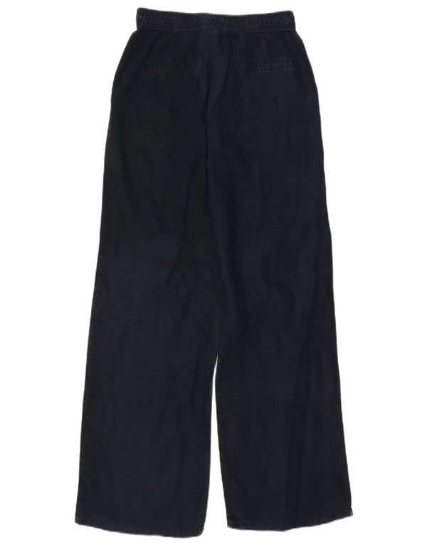 Marks & Spencer Womens Wide Leg Chino Trousers UK 8 Small W26 L30 Navy Blue