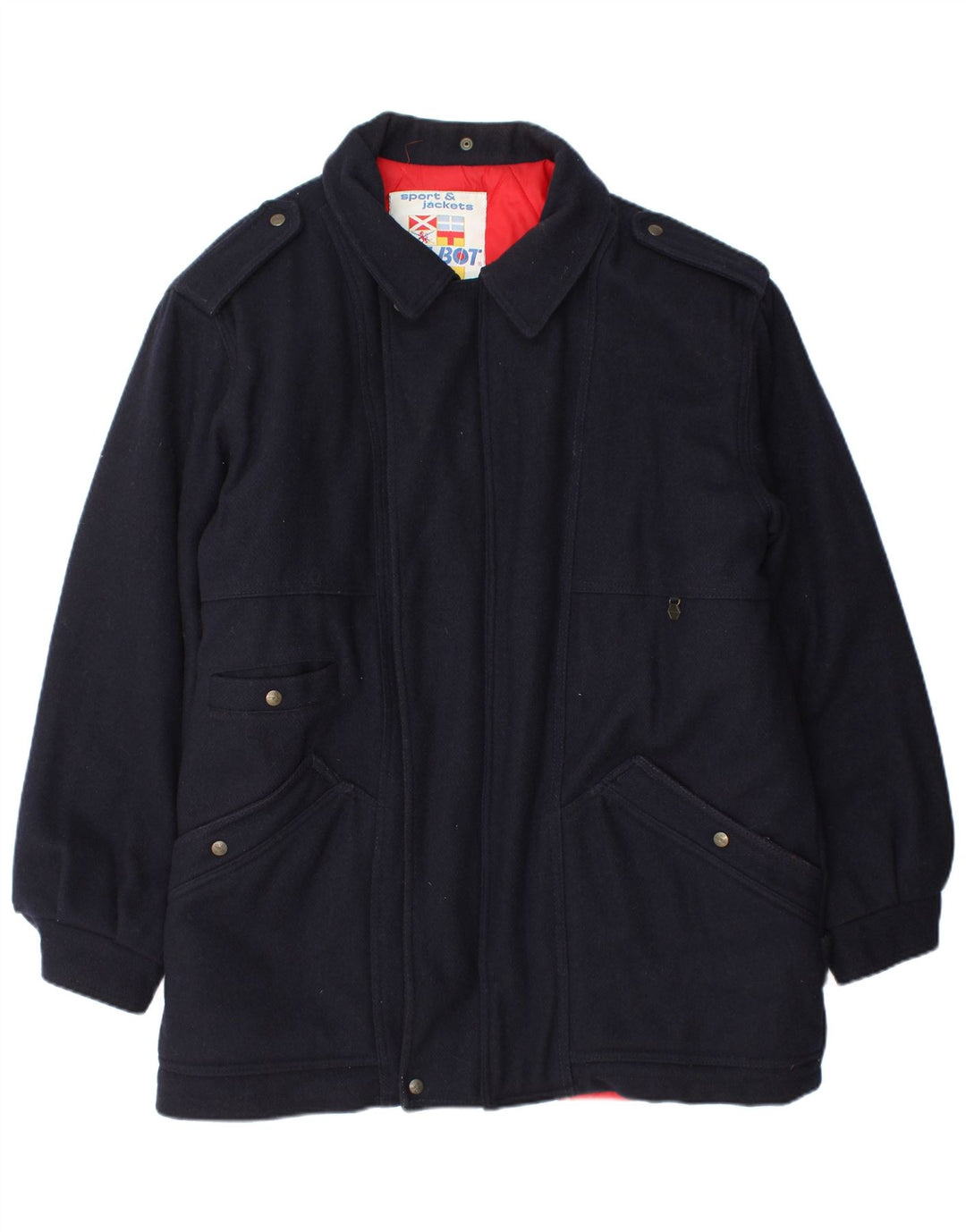 Polbot Mens Military Jacket UK 42 XL Navy Blue Wool