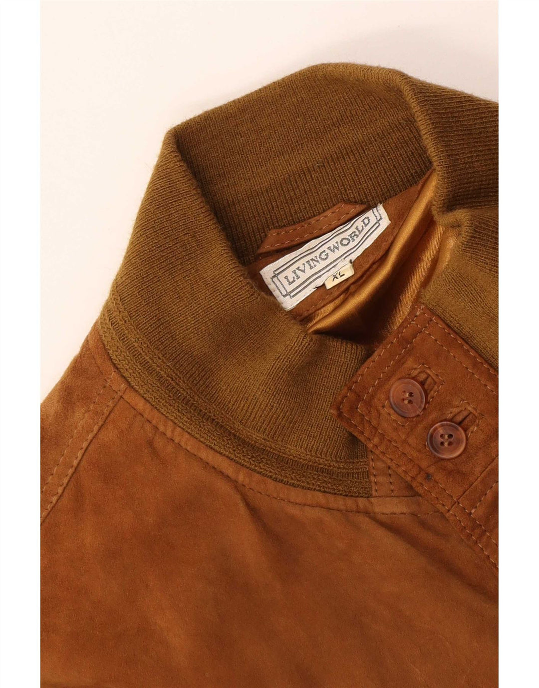 Living World Mens Suede Bomber Jacket UK 42 XL Beige