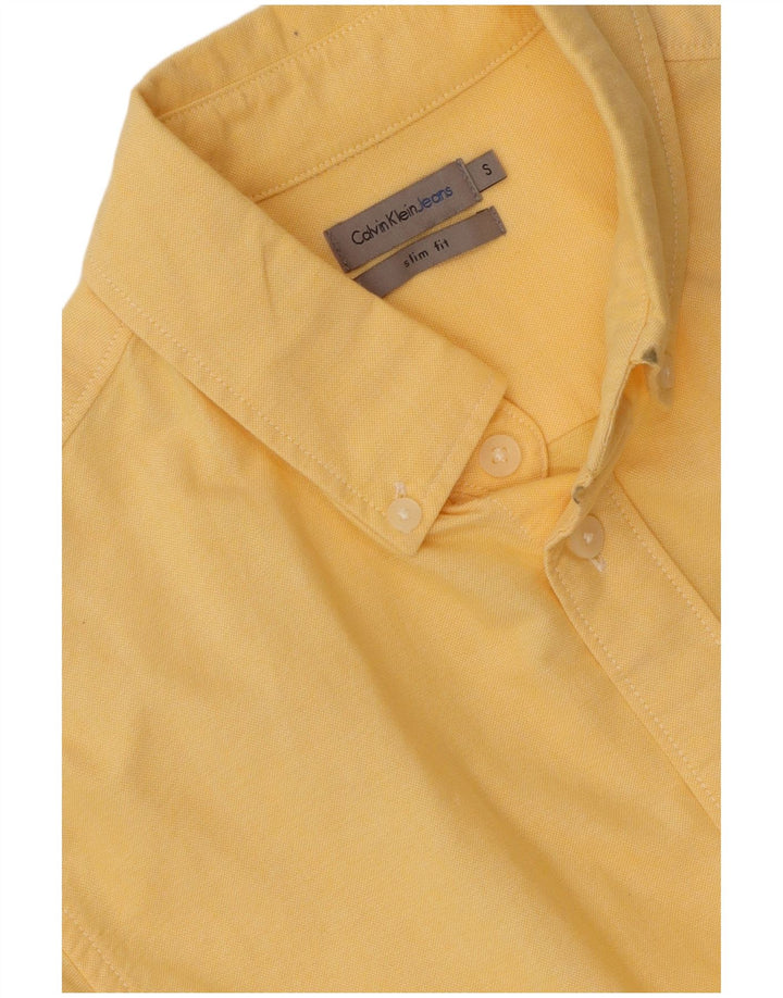 Calvin Klein Jeans Mens Short Sleeve Slim Fit Shirt Small Yellow