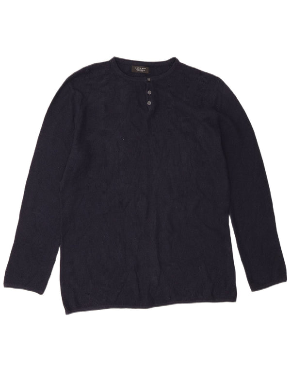 Zara Mens Top Long Sleeve Medium Navy Blue