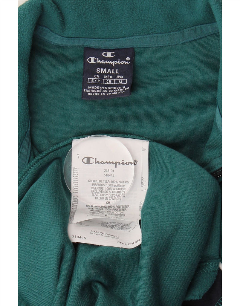 CHAMPION Mens Graphic Fleece Jacket UK 36 Small Green Colourblock Vintage Champion and Second-Hand Champion from Messina Hembry 