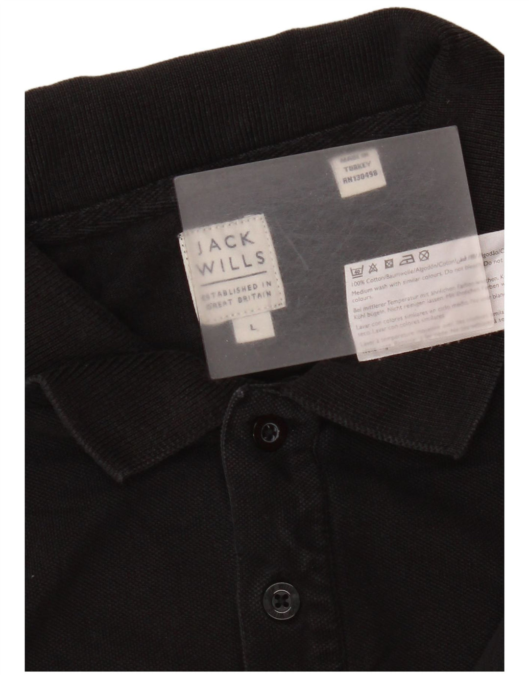 Jack Wills Mens Polo Shirt Large Black Cotton