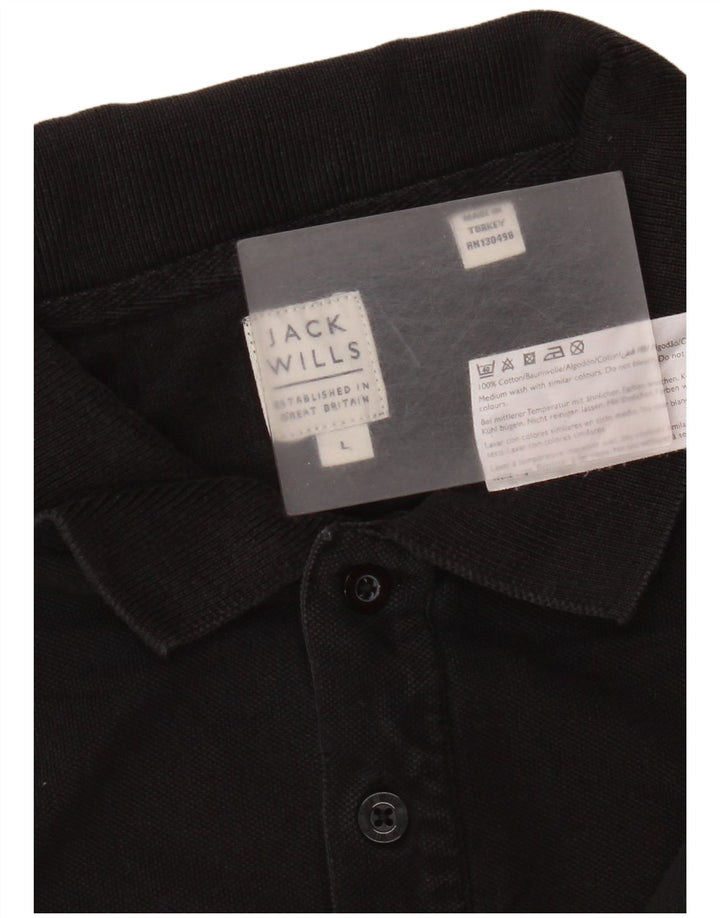Jack Wills Mens Polo Shirt Large Black Cotton