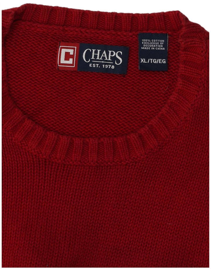 CHAPS Mens Crew Neck Jumper Sweater XL Red Cotton