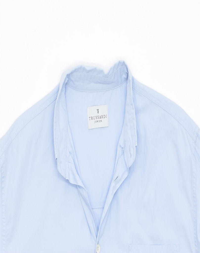 TRUSSARDI JUNIOR Boys Shirt 15-16 Years Blue Cotton | Vintage | Thrift | Second-Hand | Used Clothing | Messina Hembry 