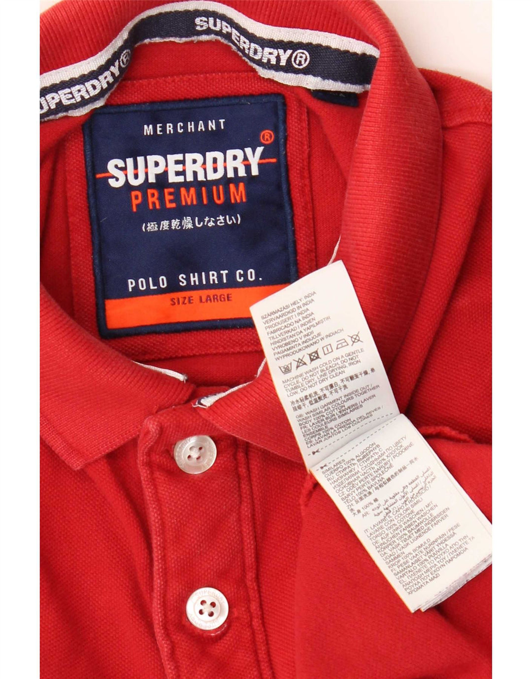 Superdry Mens Graphic Polo Shirt Large Red Cotton