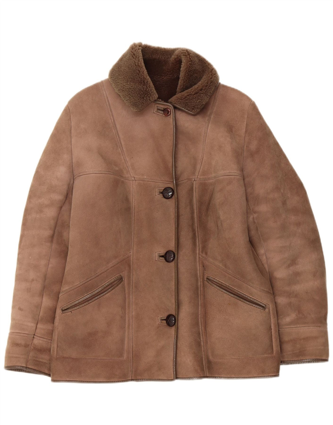 Nurseys Womens Shearling Jacket UK 16 Large Brown Sheepskin