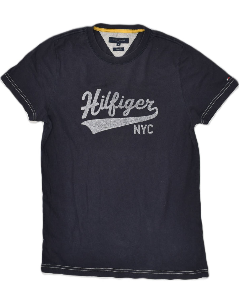 TOMMY HILFIGER Mens Vintage Fit Graphic T-Shirt Top Medium Navy Blue | Vintage Tommy Hilfiger | Thrift | Second-Hand Tommy Hilfiger | Used Clothing | Messina Hembry 