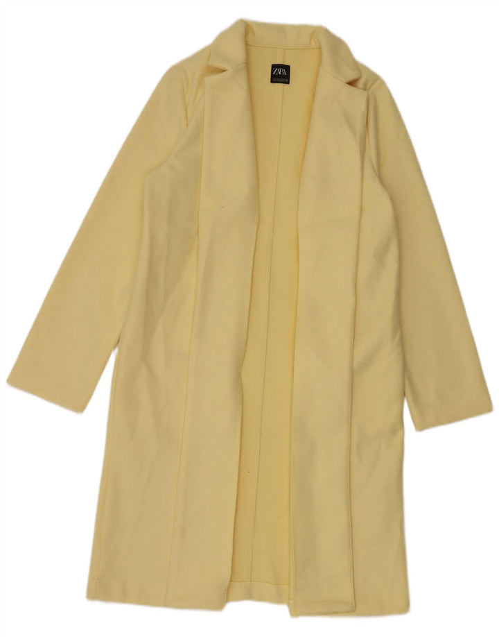 Zara Womens Open Overcoat UK 16 Large Yellow Polyester