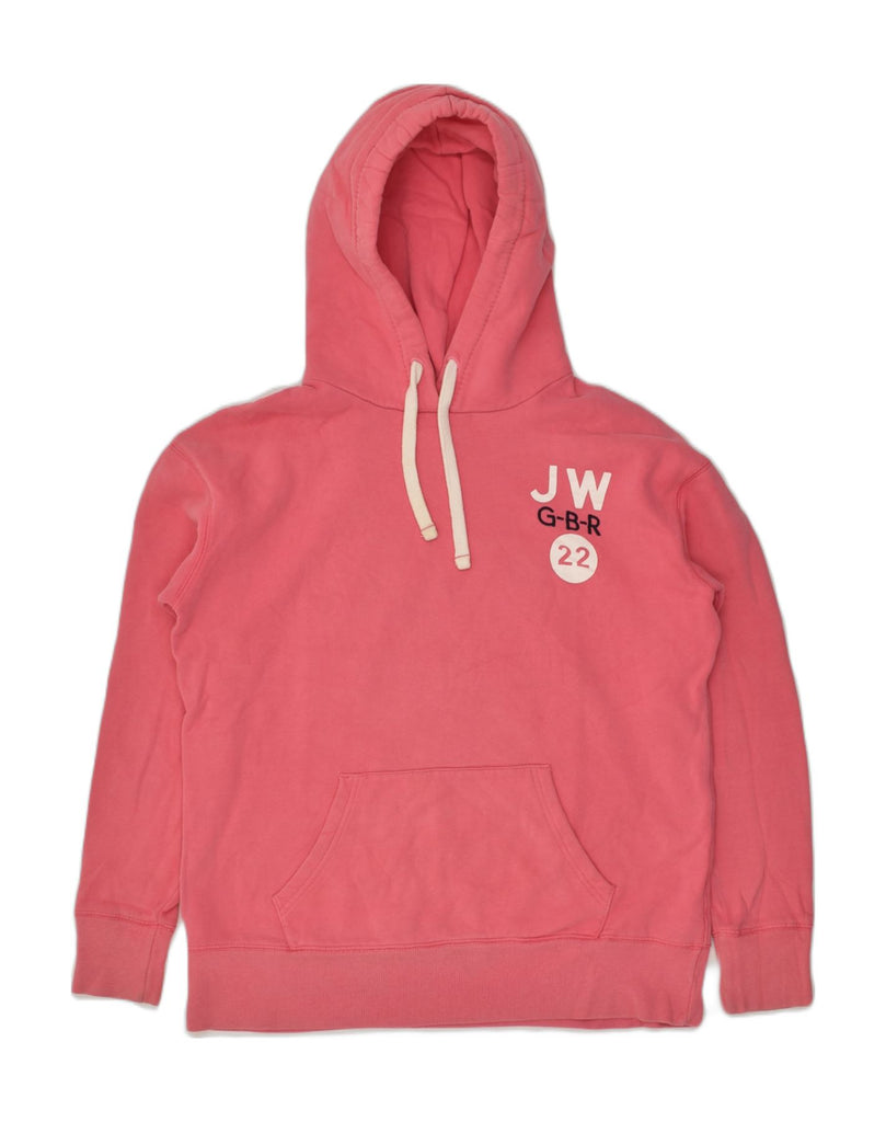 JACK WILLS Womens Loose Fit Graphic Hoodie Jumper UK 10 Small Pink Cotton | Vintage Jack Wills | Thrift | Second-Hand Jack Wills | Used Clothing | Messina Hembry 