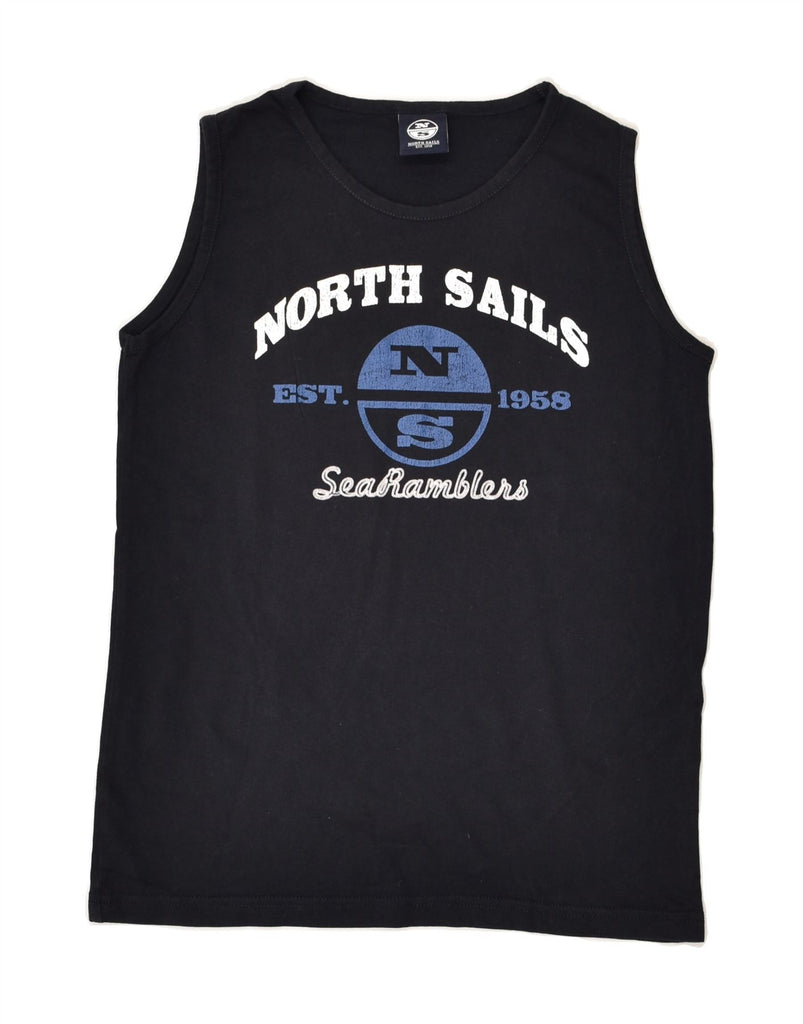 NORTH SAILS Boys Graphic Vest Top 11-12 Years Navy Blue Cotton | Vintage North Sails | Thrift | Second-Hand North Sails | Used Clothing | Messina Hembry 