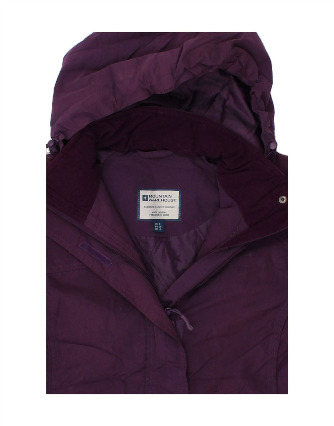 MOUNTAIN WAREHOUSE Womens Hooded Windbreaker Coat UK 8 Small Purple Vintage Mountain Warehouse and Second-Hand Mountain Warehouse from Messina Hembry 