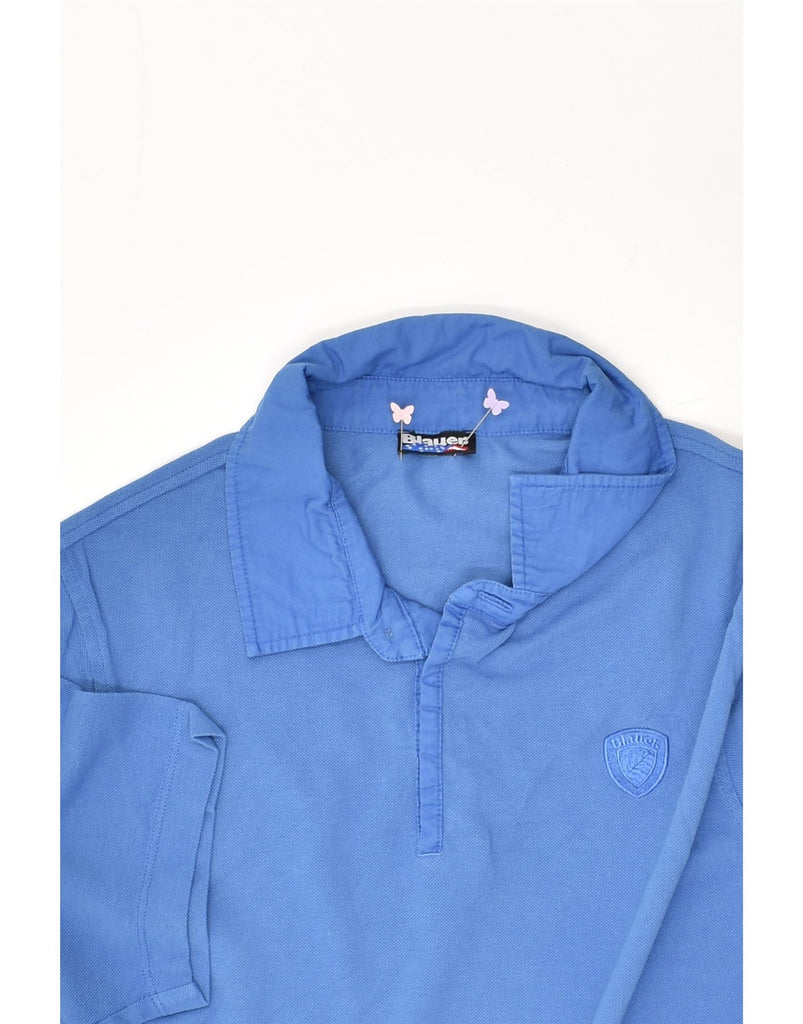 BLAUER Mens Polo Shirt Medium Blue Cotton | Vintage Blauer | Thrift | Second-Hand Blauer | Used Clothing | Messina Hembry 