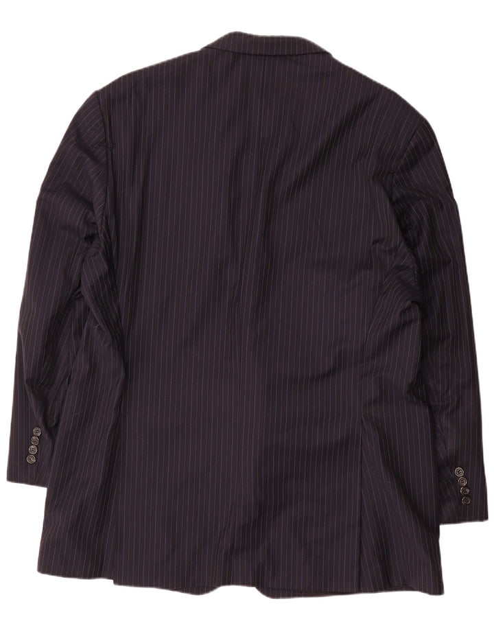 RALPH LAUREN Mens 2 Button Blazer Jacket IT 52 XL Navy Blue Pinstripe Wool
