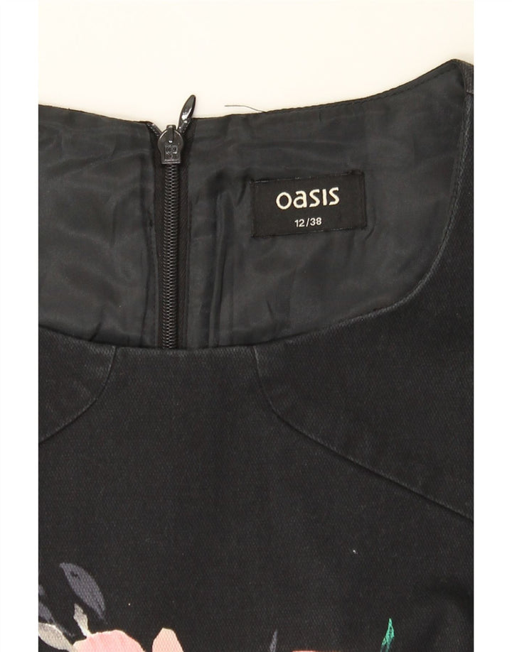 OASIS Womens Sheath Dress UK 12 Medium Black Floral Cotton Vintage Oasis and Second-Hand Oasis from Messina Hembry 