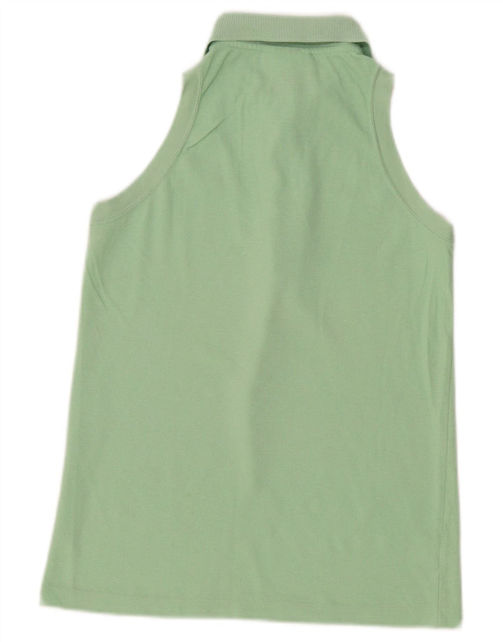 Lacoste Womens Sleeveless Polo Shirt Size 38 Medium Green Cotton