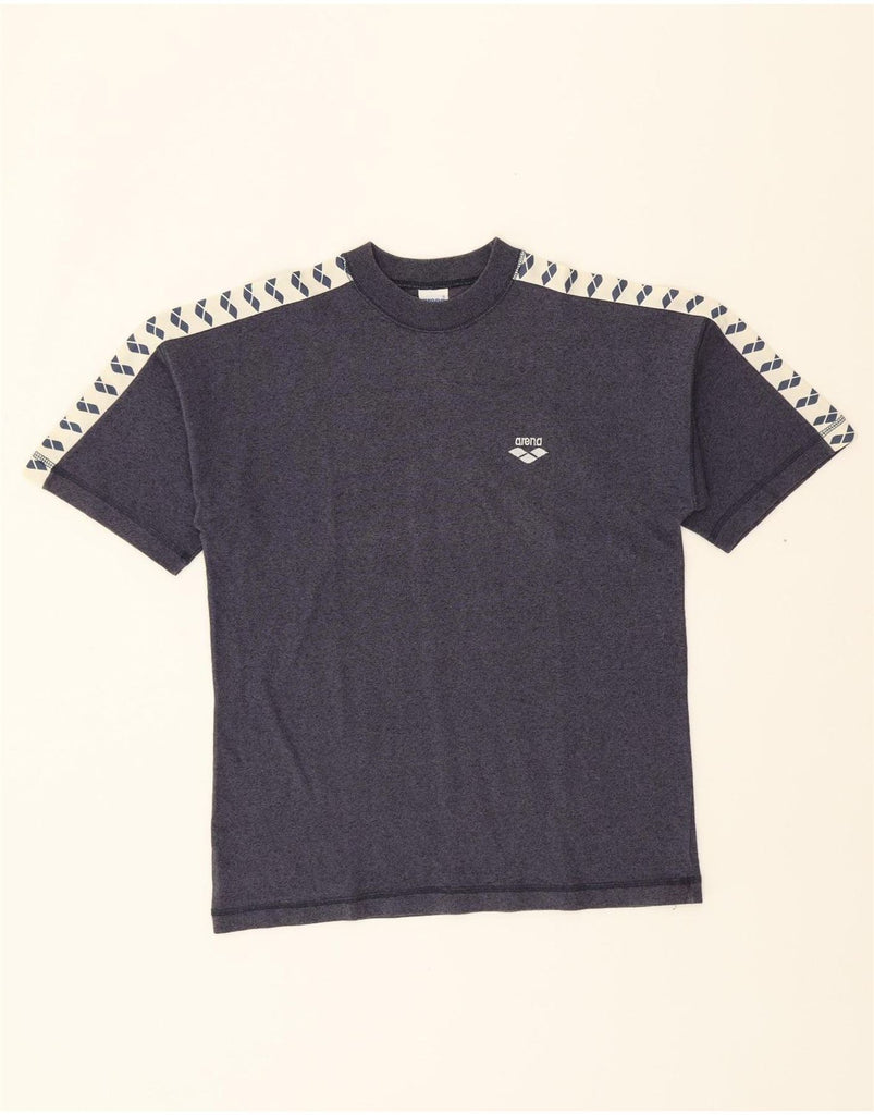 ARENA Mens Graphic T-Shirt Top Medium Navy Blue Acetate Vintage Arena and Second-Hand Arena from Messina Hembry 