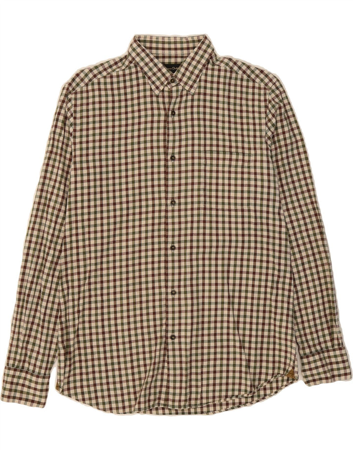 MASSIMO DUTTI Mens Flannel Shirt Medium Beige Check Vintage Massimo Dutti and Second-Hand Massimo Dutti from Messina Hembry 