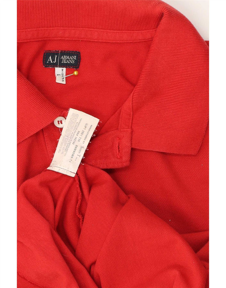 Armani Jeans Mens Polo Shirt Large Red Cotton