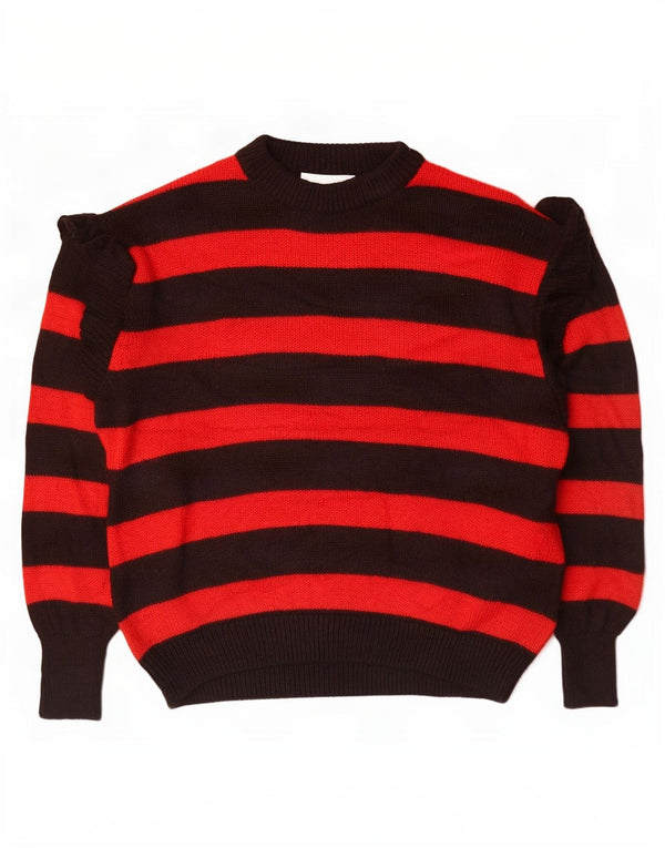 Zara Womens Oversized Boat Neck Jumper Sweater UK 14 Medium Black Striped
