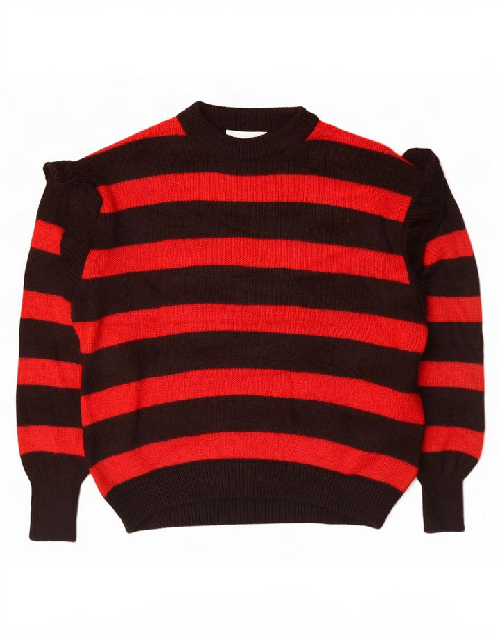 Zara Womens Oversized Boat Neck Jumper Sweater UK 14 Medium Black Striped