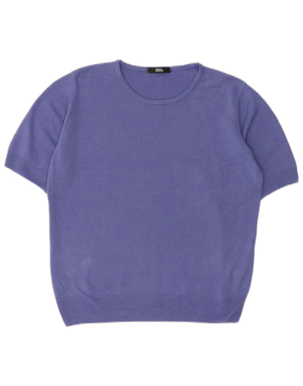 Marks & Spencer Womens Boat Neck Jumper Sweater UK 14 Medium Purple