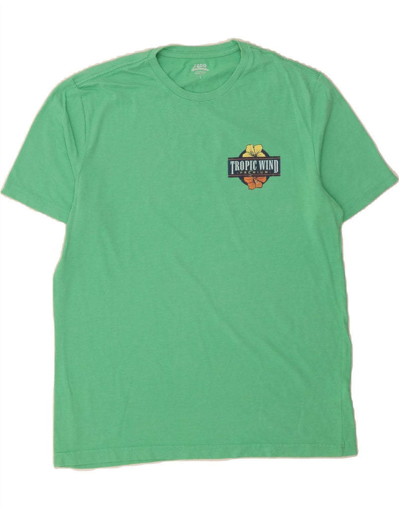 IZOD Mens Salt Water Graphic T-Shirt Top Large Green Cotton Vintage Izod and Second-Hand Izod from Messina Hembry 