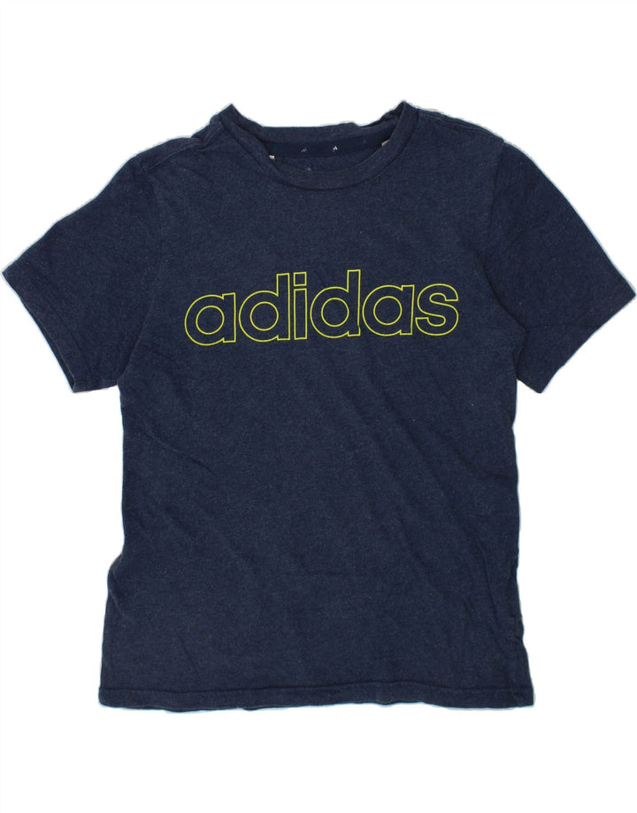 ADIDAS Boys Graphic T-Shirt Top 11-12 Years Navy Blue Vintage Adidas and Second-Hand Adidas from Messina Hembry 