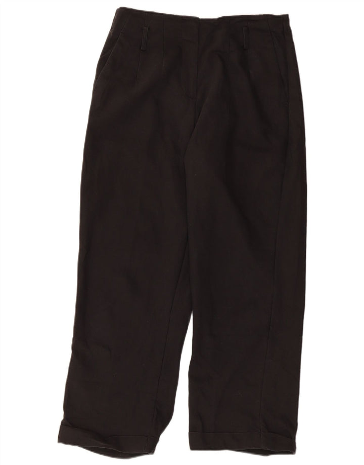 Zara Womens Straight Cropped Trousers Medium W28 L25 Black Cotton