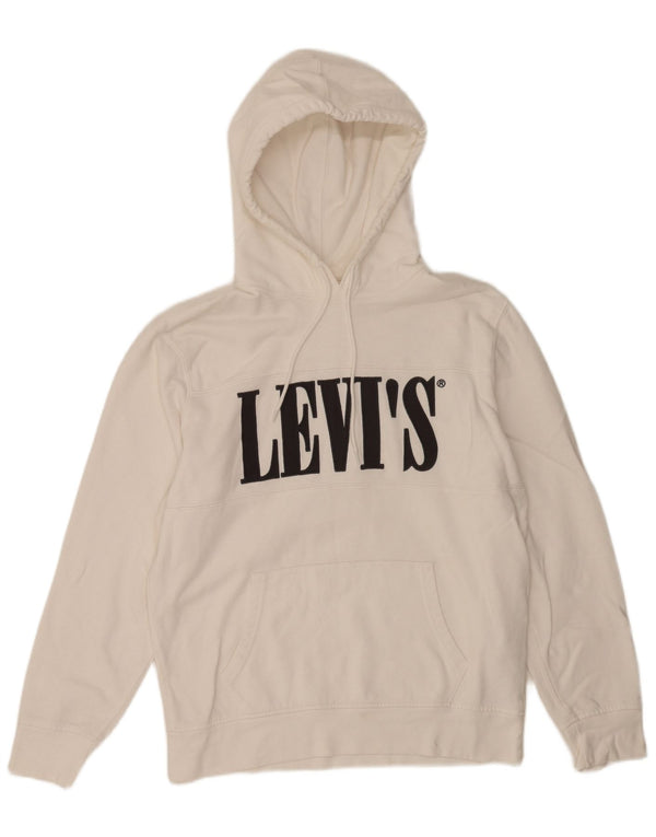 Levi's Mens Graphic Hoodie Jumper Medium White Cotton